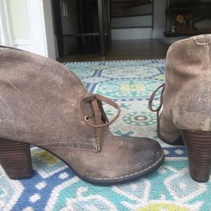 Brown LEATHER Indigo by Clark heel ankle boots NEW